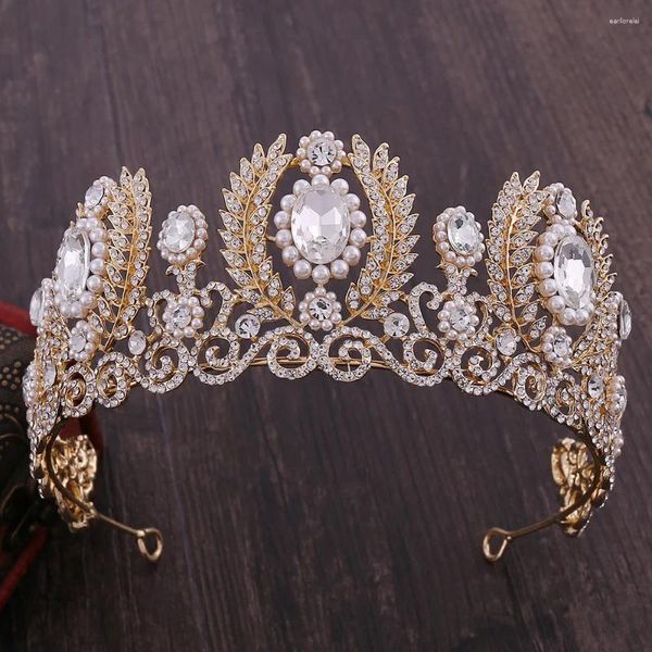 Clip per capelli 2024 Fashion Crystal Rhinestone Bridal Crown Princess Births Big Crowns Accessori per matrimoni Bride Tiara Headshs