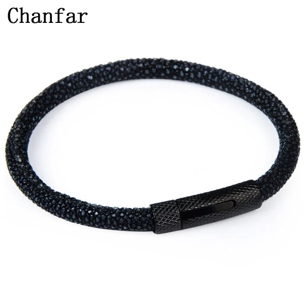 Fios chanfar 6mm moda de couro real bracelete de purra de cinta strap aço inoxidável charme pulseira pulseira de jóias femininas por atacado