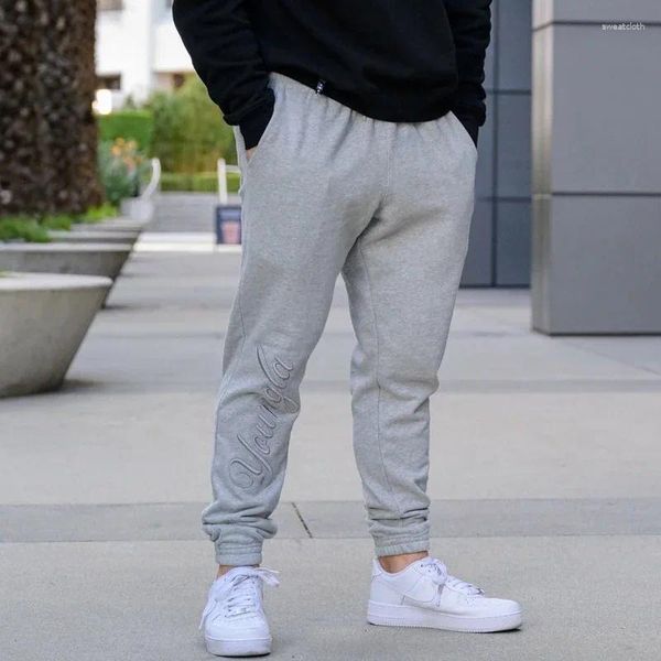 Calças masculinas 2024 Sorto Sweats Sort Sports Fitness Cotton Algodão Americano Bordado Americano Moda e calça casual Casual