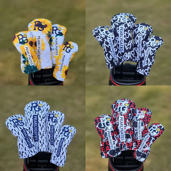 Kulüpler Golf Ahşap Demir Headcovers Set Pearly Gates Golf Kapakları Sürücü Fairway Hibrid Woods Irons Golf Kulübü Koruyucu Seti