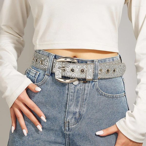 Cintos de moda gótica strass y2k cinto para mulheres meninas cintilling cintura jeans jeans calças acessórios de roupas