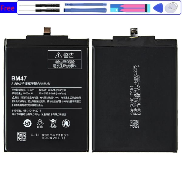 Baterias BM47 Bateria de substituição para Xiaomi Redmi 3 3s 4x 3pro Hongmi 3 3s 4x Bateria 4100mAh BM 47 BM47 +Número de rastreamento