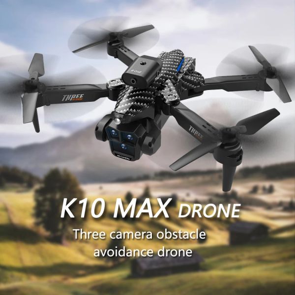 Dronlar K10 Max/E88 Drone 4K HighDefinition Üç Kamera Optik Akış Konumlandırma Profesyonel Hava Fotoğrafçılığı Katlanabilir Quadcopter