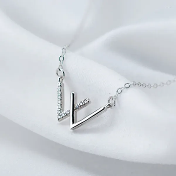 Pendenti autentici 925 Sterling Silver Letter W Necklace for Women Collar Cionclane Gioielli Regali di gioielli No Fade