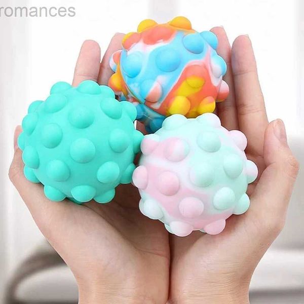 Descompressão brinquedo arco -íris bola push bubble cubo de descompressão Toys Squeeze 3D Elastic Ball Stress Relief Sensory Toy for Kids Gift D240424