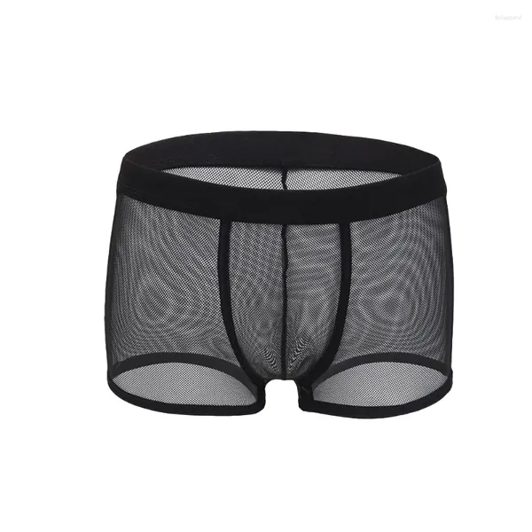 MUITAS 1PC MESS MENINOS SEXY Veja através de cuecas de boxe de calcinha baixa lingerie boxers shorts bulge bolsa man -calcinha