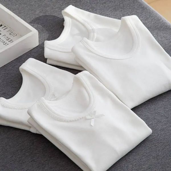 Maglietta di cotone bianca pura per bambini per bambini
