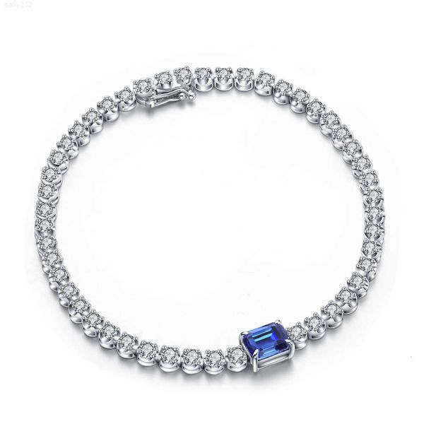 ANTER JEWELRIA 9K Branco Laboratório de ouro cultivado Sapphire Tennis Bracelet Bracelet