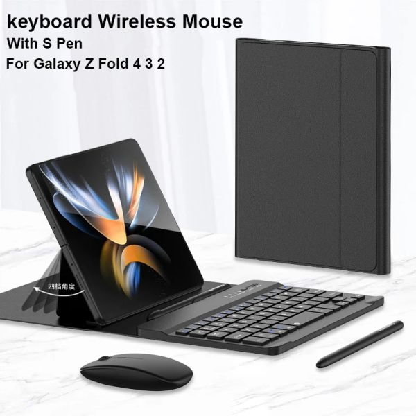 Ratos com caneta de teclado de mouse sem fio S Pen para Samsung Galaxy Z Fold 5 4 3 2 Couro Touch Touch Toupe