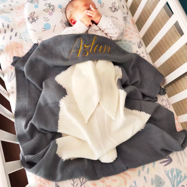Устанавливает название персонализированное детское одеяло, вязаное вязаное новорожденное младенческое одеяло для малышей для детской кулика.