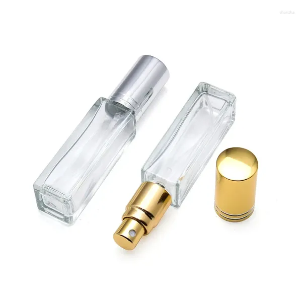 Garrafas de armazenamento atomizantes quadrados transparentes de vidro de garrafa de perfume 4ml 8ml reciclados de recipientes de cosméticos vazios amostra de spray frasco de spray