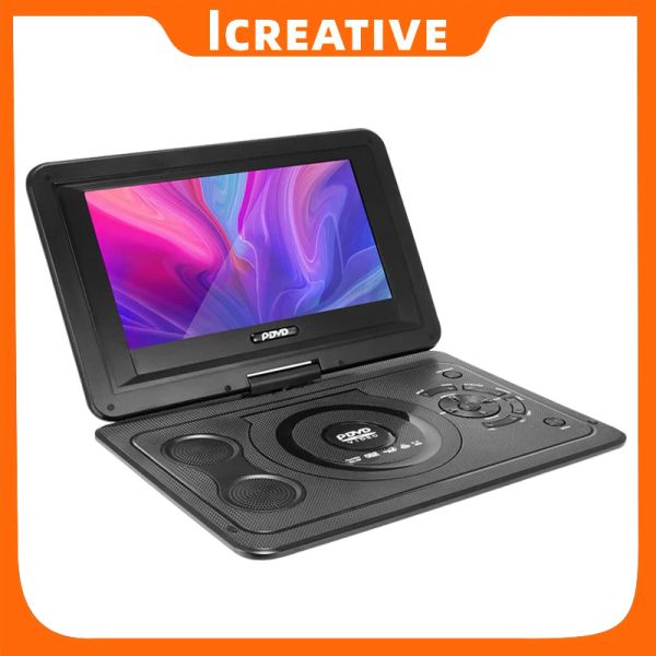 Игрок ICReative 13,9 дюйма портативного DVD -игрока HD Analog TV FM Radio USB SD Card Game 16: 9 Вращаемый TFT ЖК -экран для автомобильного домашнего офиса