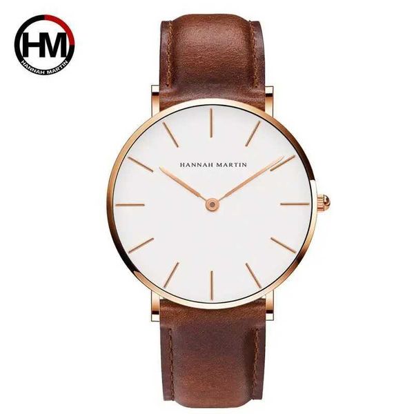 Relógios de pulso Movimento japonês Impermeável e minimalista Relógio novo homem fino comércio exterior Hot Salking Belt Watch 240423