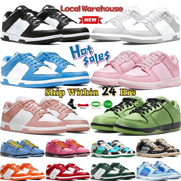 Panda nero bianco magazzino locale scarpe da corsa bassa foga grigio rosa sussurri rosa unc media verde blu verde blu rosa rosa designer maschile sneaker sneaker da donna scarpeggiatori sportivi da donna