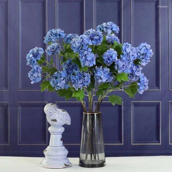 Fiori decorativi blu blu artificiale plastica di idrangea ramo di nozze oggetti pografia oggetti di casa casa soggiorno tavolo da giardino composizione fiore