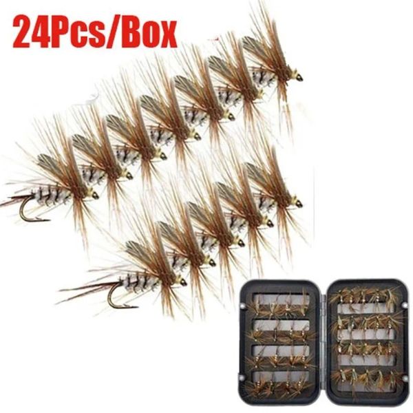 Accessori 12/24 pezzi Mosquito Fly Flies Flies Impostare esche per insetti per la pesca a mosca a mosca a mosca a secco di trota #12