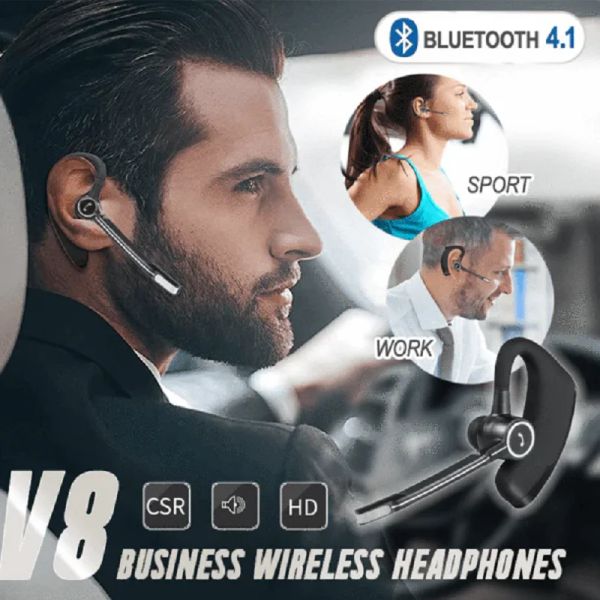 Fones de ouvido Bluetooth Headset Business Wireless Headphones com fones de ouvido de estéreo de microfones para resposta de telefone