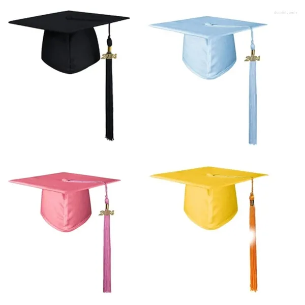 Beretas College Graduation Hat Bachelor With Tassels for High Schools Golden 2024 Graduate F0T5