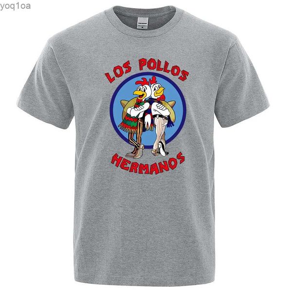 Camisetas masculinas Los Pollos Hermanos Funny Printed Men Moda Moda Casual Mangas curtas Algodão de algodão respirável Frango Brothers Teel2404