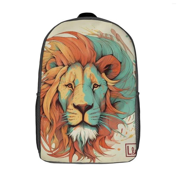 Backpack Lion Schüler Unisex Cartoon Realistische Läfen Rucksäcke Polyester Neuheit Schultaschen Reisedesigner Rucksack Rucksack