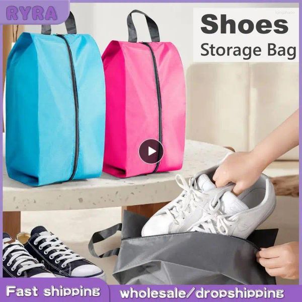 Bolsa de sapatos de sacos de armazenamento Saco de tecido de nylon impermeável com zíper resistente para viajar portátil garoto de garotas