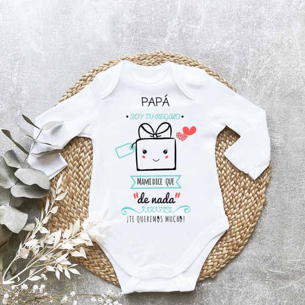 One-Pieces Papa Ich bin dein Geschenk Baby BodySuit Spanien Vatertag Jungen Mädchen Kind Säugling Strampler Langarm Warm warmer Jumpsuit Väter Tag Bestes Geschenk