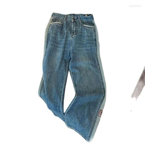 Frauen Jeans Frauen 2024 Hohe Taille Blue Style Small Weit beinig locker sitzend gerade leges-Hosenhosen Hosen Hosen