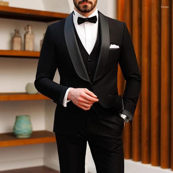 Herrenanzüge formelle Hochzeit Männer Slim Fit 2024 3 PCs Bräutigam Smoking Customer Italiener Modestilanzug (Jacke Weste Hosen)