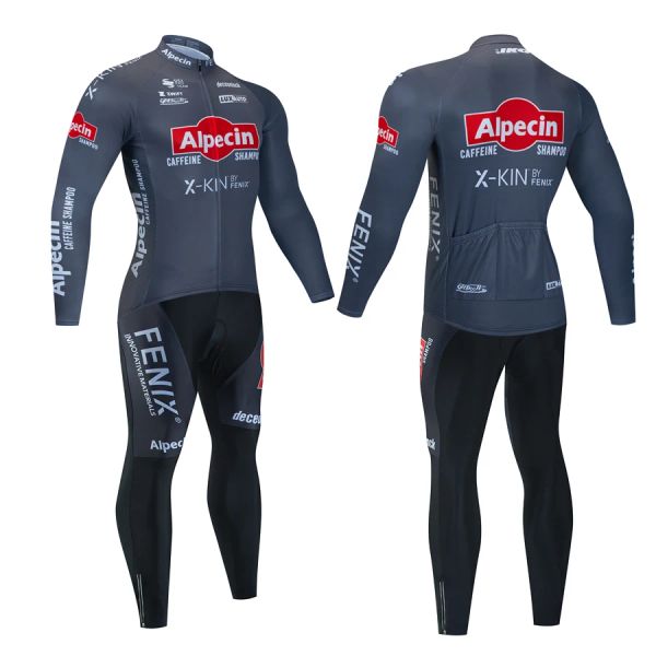 Устанавливает Alpecin Maillot Cyclisme Cyclisme Cycling Skinduite Одежда с длинным рукавом мужчины 2024 г.