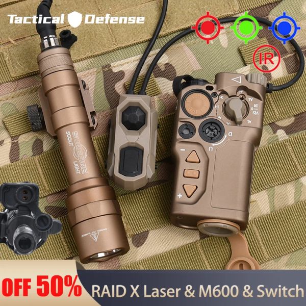 Свет военный тактический рейд x Metal Metal Red Dot Blue Ir Strobe Laser Zero Регулировка Surefir M600 M600U с функциональным аксоном выключателем