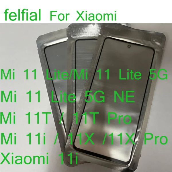 Pannello 10pcs/lotto vetro anteriore+lente esterno LCD OCA per Xiaomi Mi 11 Lite 5G NE 11T 11x Pro Touch Screen Pannello