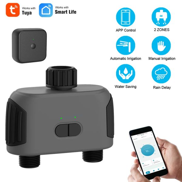 Kontrolle der WLAN -Gartenwässerung Timer 2 Outlet Smart Sprinkler Tropfbewässerung Controller Wasserventil Regenverzögerung Programmierbare Controller