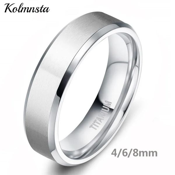 Bands Kolmnsta 8/6/4mm Silber Farbe Herren Titan Ring gebürstete Mann Ehering Band Verlobungsringe Mann Schmuck Paar Anel Feminino