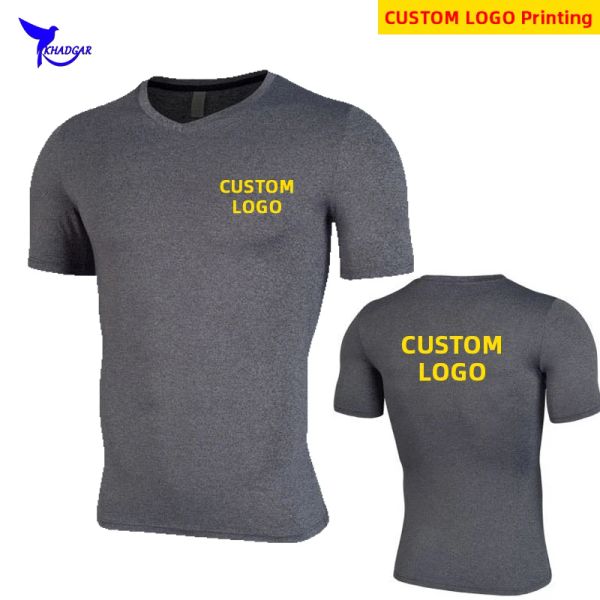 T-Shirts Custom Logo Erkekler V Boyun Kısa Kollu Spor Salonu Tshirt Sports Taytlar Uygun Tshirt Fitness Egzersiz Üstleri Tee Hızlı Kuru Gömlekler Erkek