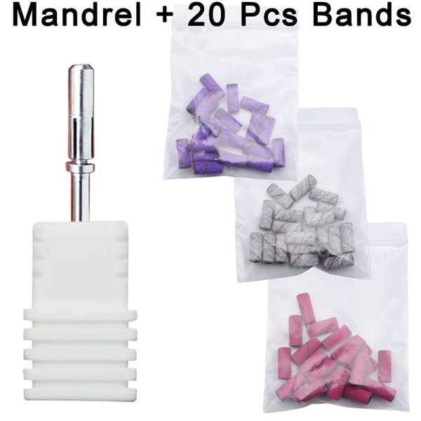 Bitler Set başına 21 adet 3mm Mandrel Zımparalama Bantları Pembe Mini Zebra Zımparalama Bantları Paslanmaz Çelik Tırnak Matkap Bitler Mandrel 3 Grits