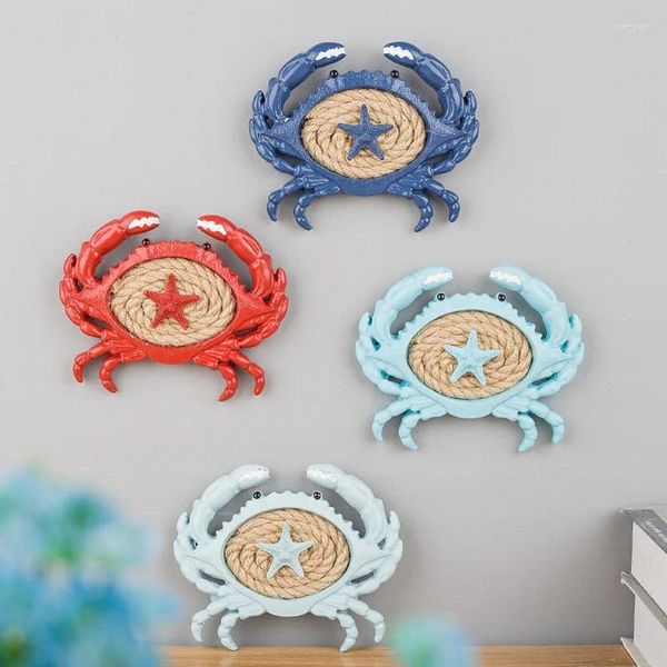 Figurine decorative 14 cm Creative Crab Crab Centro Mediterraneo muro appeso artigianato nautico marino decorazioni per la casa Beach Them Garden