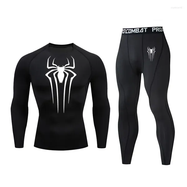 Мужские спортивные костюмы 2pcs Compression Sportswear костюм тренажерный зал.