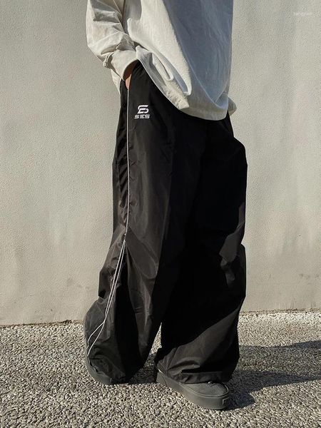 Erkekler Pantolon Y2K Kadın Sokak Giyim Techwear Siyah Kargo Koreli Harajuku Paraşüt Pist Erkek Swearpants Geniş Bacak Joggers Pantolon Giysileri