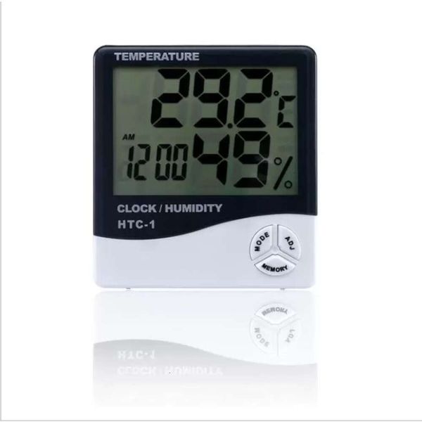 Digitale LCD -Temperatur Hygrometer -Taktfeuchtigkeitsmesser mit Taktkalender Alarm Higrometro Reloj Medidor de Himedad Terometro