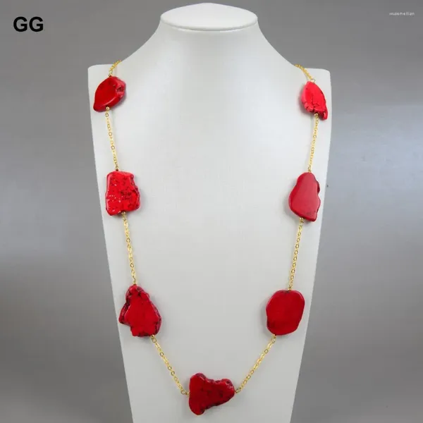 Подвесные ожерелья GG Red Imperial Jasper Stone Burquoise Gold Latched Countale для женщин