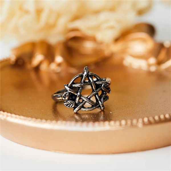Bande Gotica Pentagram Vines Ring Anelli di dito vintage per donne per donne Accessori per gioielli amuleti wiccan wiccan