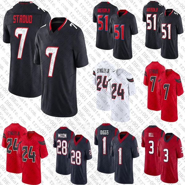 Custom 2024 CJ Stroud Stefon Diggs Joe Mixon Football Jerseys Tank Dell Danielle Hunter Нико Коллинз Дерек Стингли Уилл Андерсон -младший Ларем Тунсил Далтон Шульц