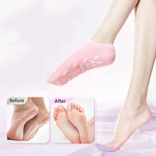 Werkzeug 2pcs feuchtigkeitsspendende Whitening Peeling Peeling Foot Mask Handschuhe Spa Gel Socken mit Zehen Handmaske Füße Pflege Baumwollsocken Fußschutzschutz