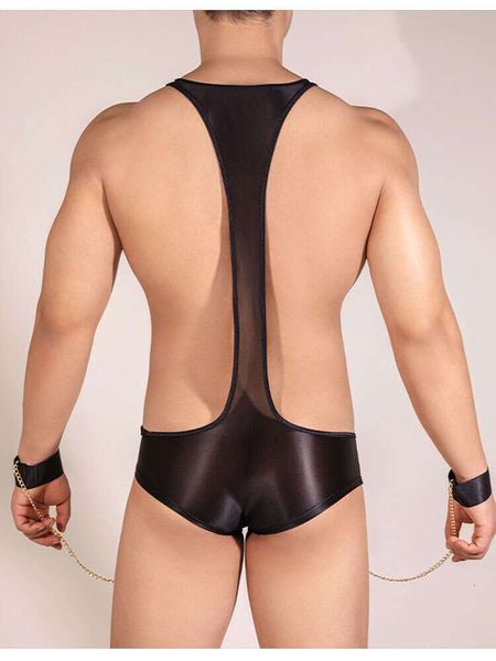 Lingerie exótica de homens sexy define bodysuit com calcinha de bolsa de bulge, veja através de calças de pornôs de pornografia masculino