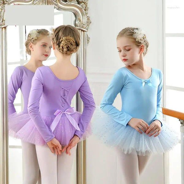 Bühne Wear Pailletten Kids Ballet Bowknot Tutu Tanzkleid Ballerina Tanzkostüme für Mädchen Swan Lake