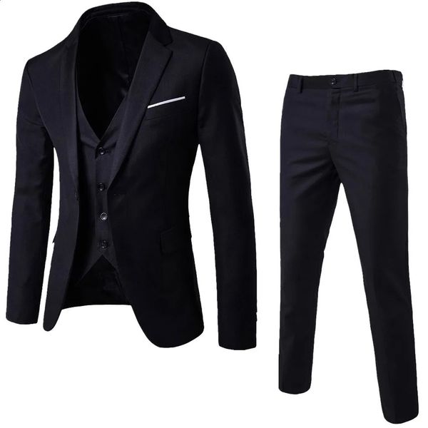 2023 mans da 3 pari set party Business Wedding JacketvestPants Sets Luxury Babber Blazer Casual Button Pants per Mens 240415