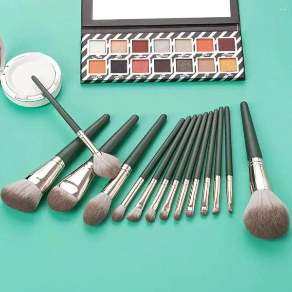 Pennello per il trucco set da 14 pezzi Correttori di occhiali in polvere di base sintetica con ombre blush Case cosmetica R2O5