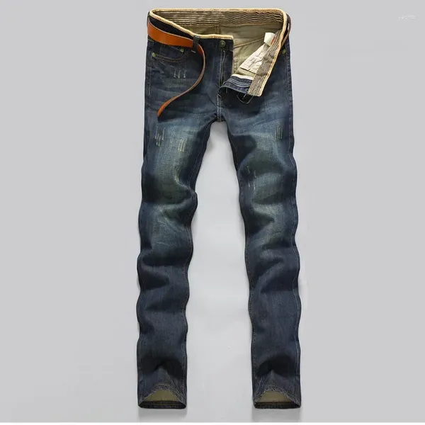 Jeans maschile 2024 uomini casuali affari dritti elastici di denim pantaloni slim fit cowboys classico giovane