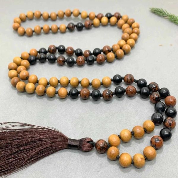 Pendenti 8mm naturale rudraksha mahogany ossidiano perle agata collana scura materia chakra regalo polso ripristina stile nazionale colorato