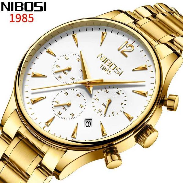 Orologi da polso Nibosi Fashion Men Watchs Business Quart Watch Relogio Masculino Saat Watch Sport Metal Waterproof Or orologi da polso 240423